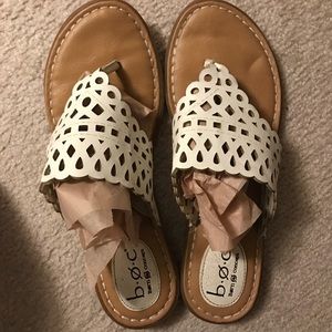 B.O.C White Leather Sandals